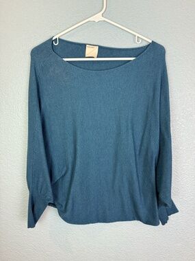 Kerisma Sweater Womens One Size Blue Boat Neck Dolman Sleeve Lightweight Knit